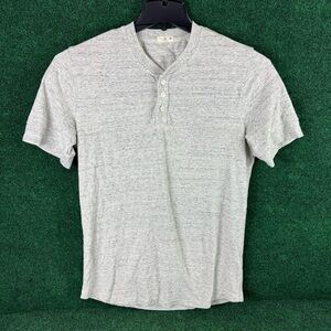 Flint and Tinder Shirt Mens Medium Gray Henley Cotton Made in USA Casual Preppy